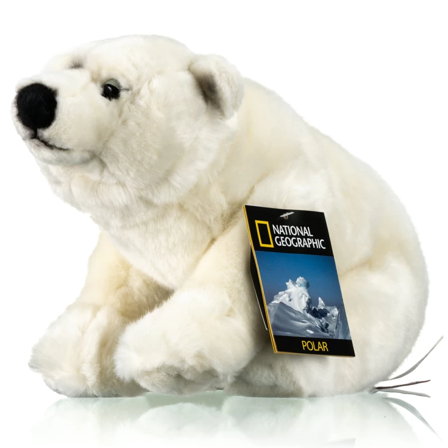 Bresser National Geographic Polar Bear Plush Toy - Soft Stuffed Animal for Kids & Collectors