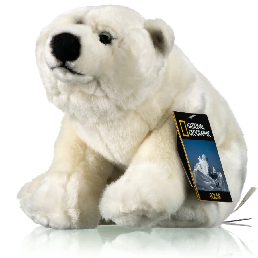 Bresser National Geographic Polar Bear Plush Toy - Soft Stuffed Animal for Kids & Collectors