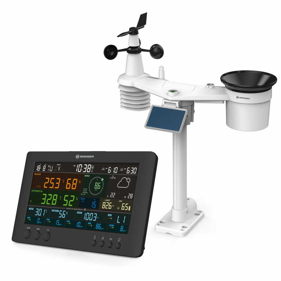 Bresser 7-in-1 Wireless Weather Station with Outdoor Sensor – Accurate Temperature, Humidity, Air Pressure Monitor for Home & Garden