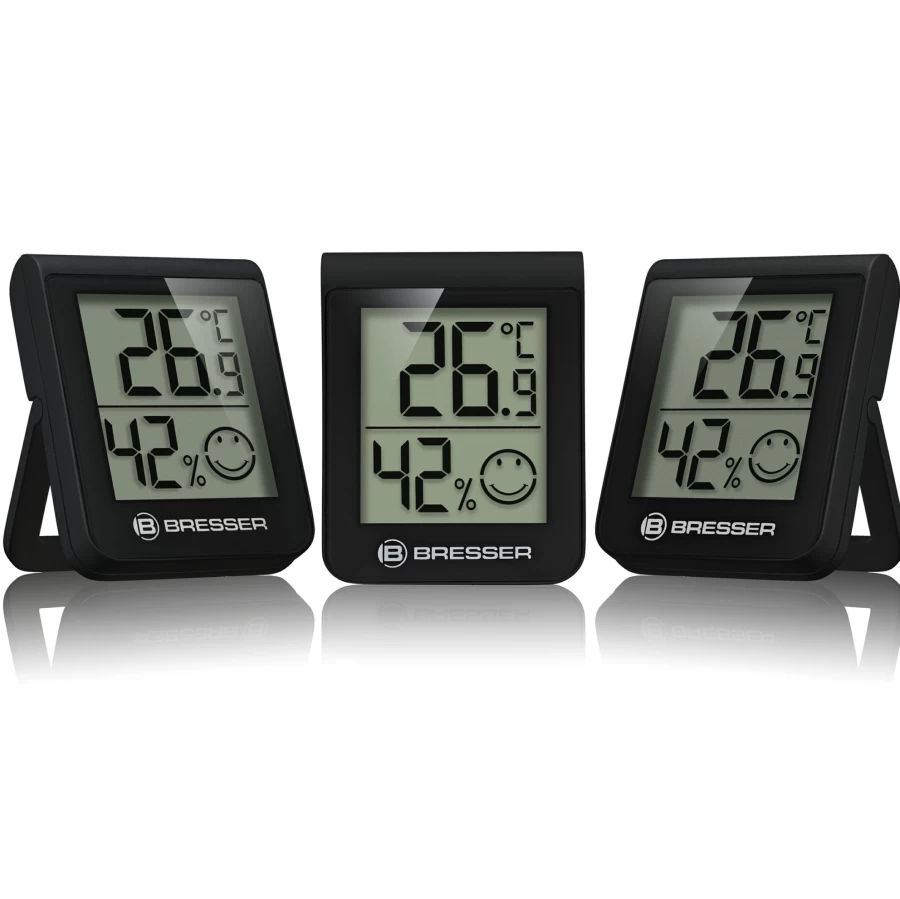 Bresser 3-in-1 Thermo-Hygrometer Set with Humidity and Temperature Indicator - Black
