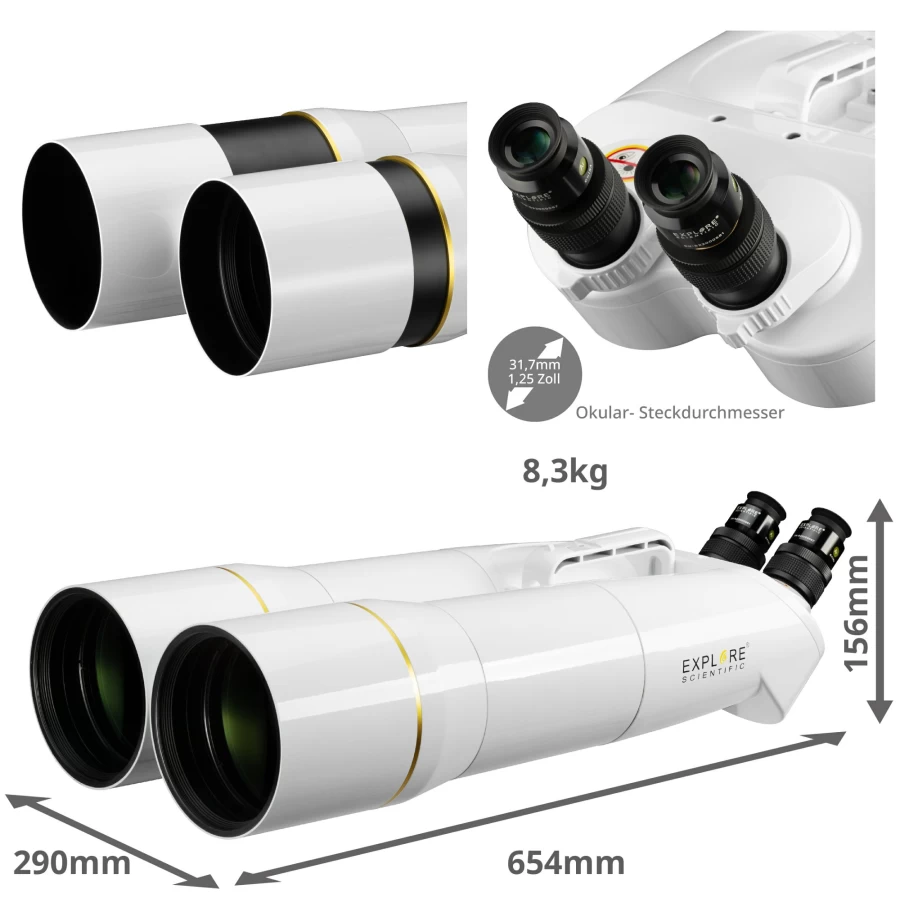 Bresser 20mm Giant Binocular with 62° Wide Angle View - Explore Scientific BT-120 SF High Performance Optics