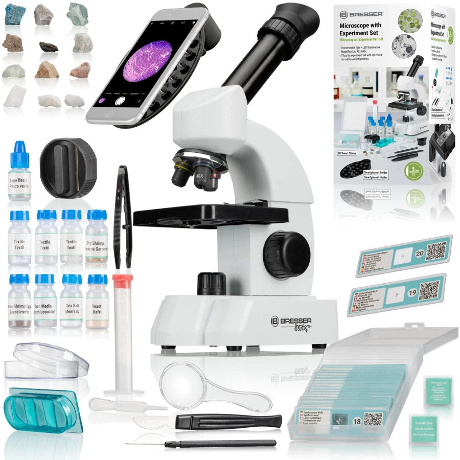 Bresser Junior 40X-640X Microscope for Kids with Accessory Pack | Educational STEM Toy | High Magnification Children's Microscope