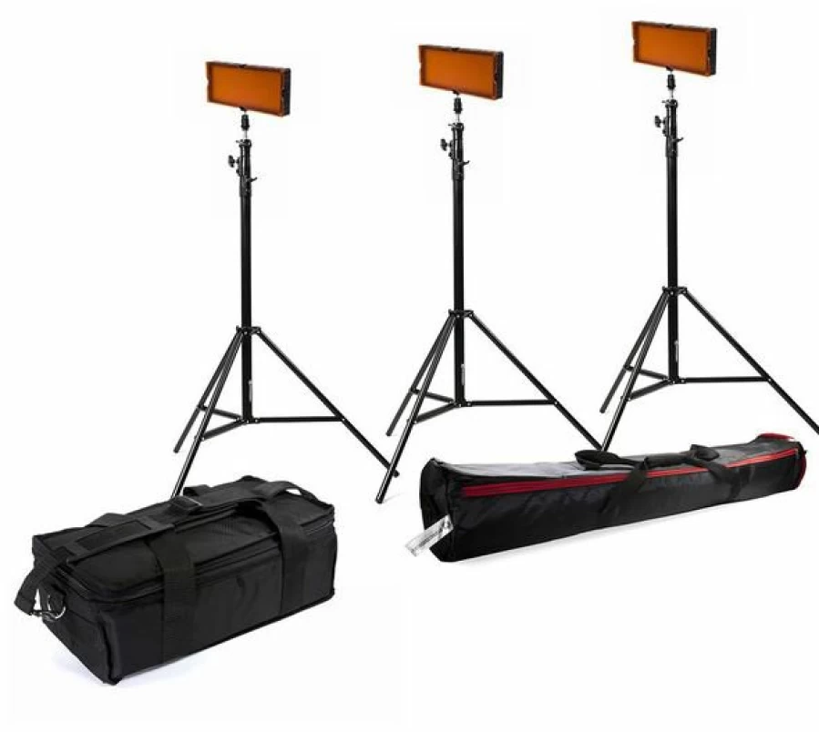 Bresser SL-448 Professional 3-LED Continuous Lighting Kit with 3 Tripods for Studio Photography