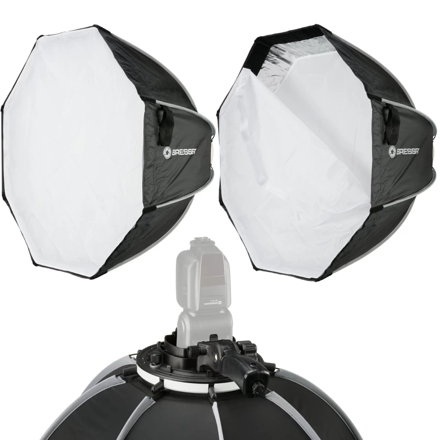 Bresser 90cm Super Quick Easy-Open Octabox Softbox for Speedlite Flashes – Portable Photography Lighting Diffuser