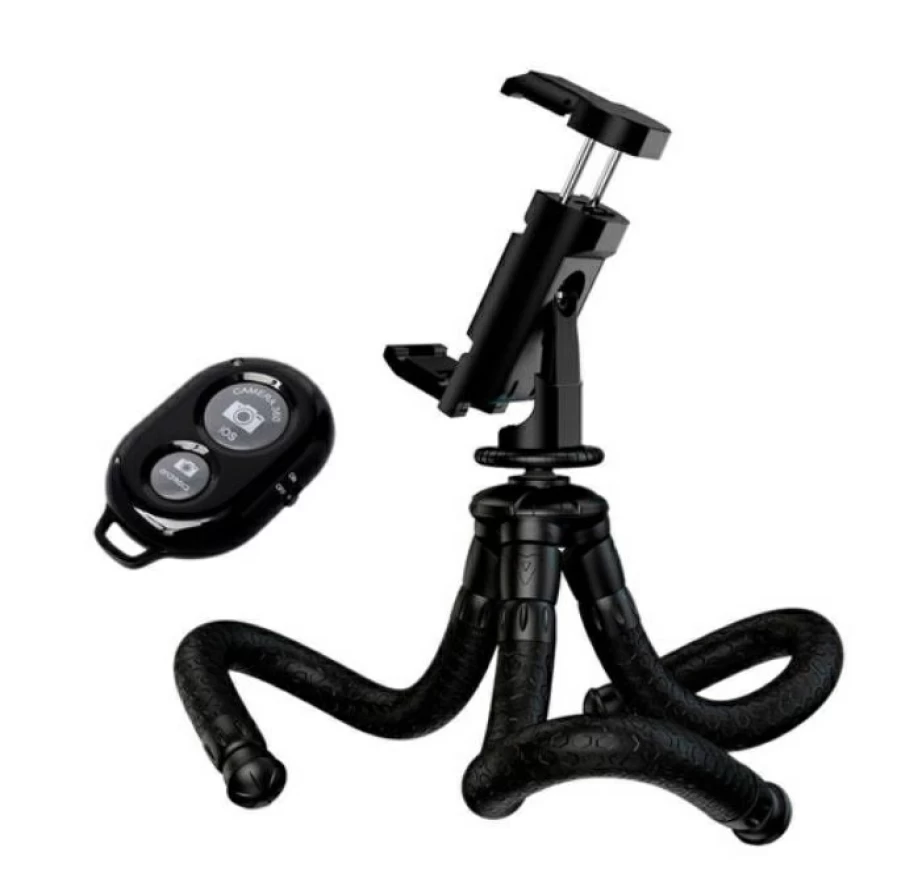 Bresser Mini-Flex Tripod with Bluetooth Remote Shutter for Smartphone Photography
