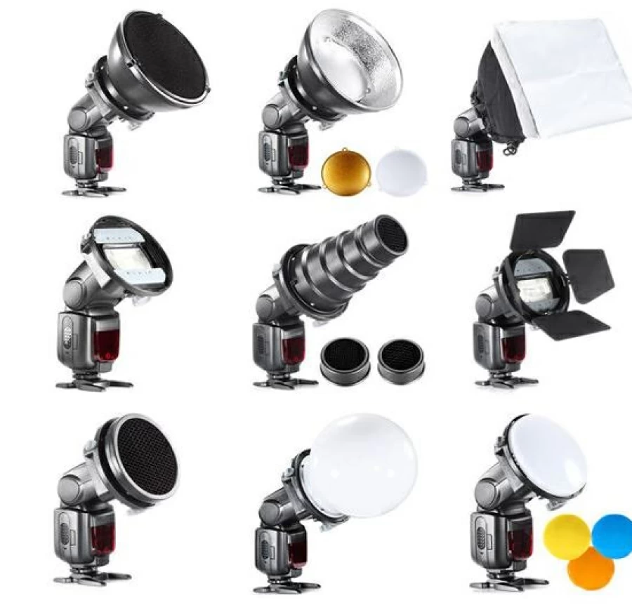 Bresser BR-Set7 7-Piece Professional Light Shaper Kit for Camera Flash Photography - Softbox, Reflectors, Diffusers