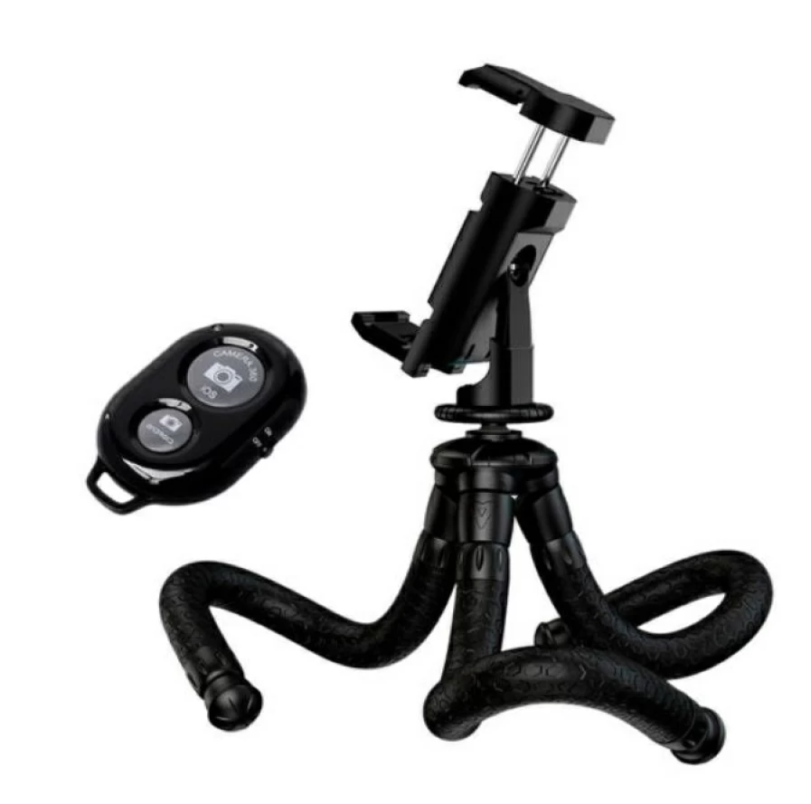Bresser Mini-Flex Tripod with Bluetooth Remote Shutter for Smartphones - Portable and Flexible Phone Stand