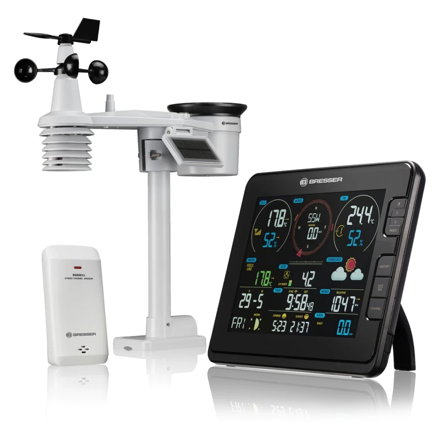 Bresser Professional 7-In-1 Wi-Fi Weather Station with Light Intensity, UV Measurement, and Real-Time Data Monitoring