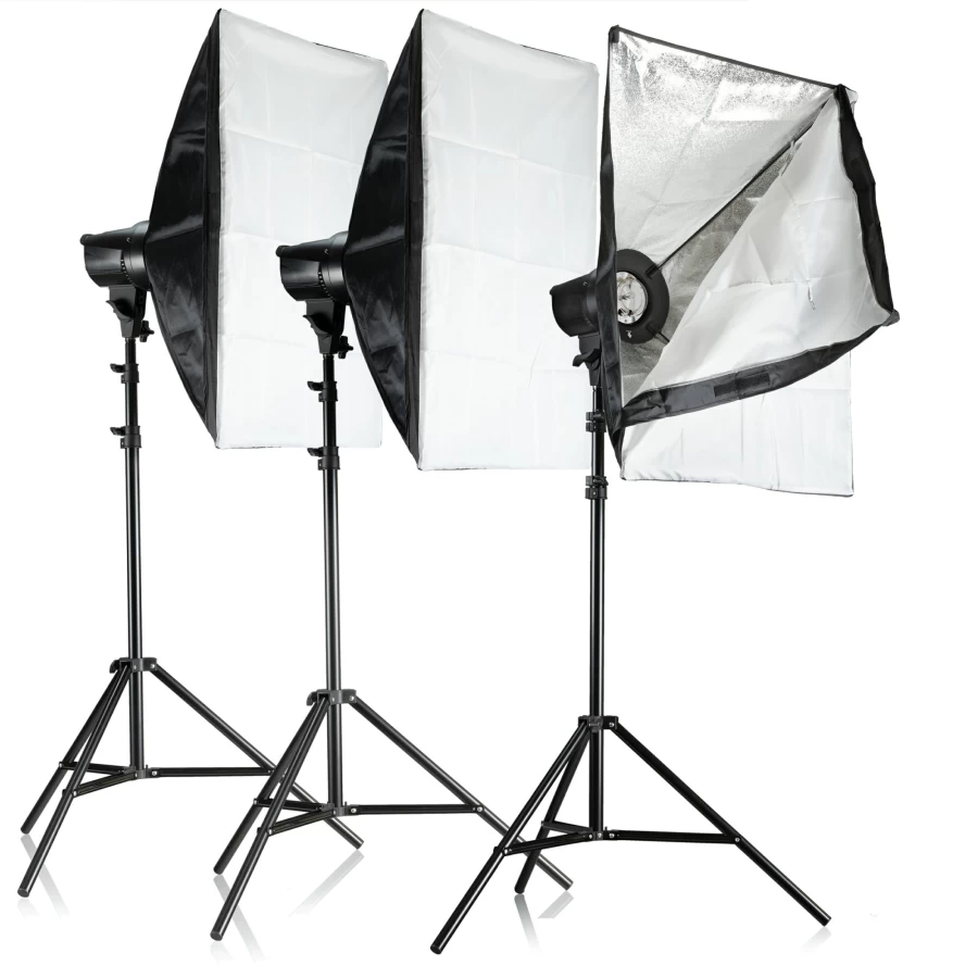 Bresser BRT-210B Studio Flash Kit - 3x 200W Strobe Lights for Professional Photography