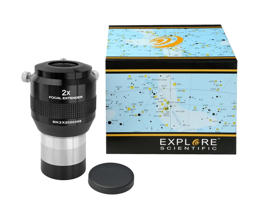 Bresser 2X Teleextender 50.8mm Telescope Barlow Lens for Enhanced Astronomical Exploration