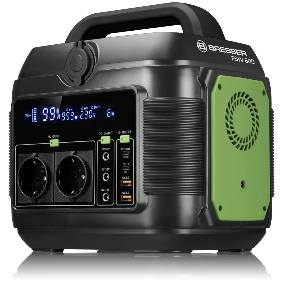 Bresser 600W Portable Power Station | Compact & Reliable Solar Generator for Camping, Emergencies, and Outdoor Adventures