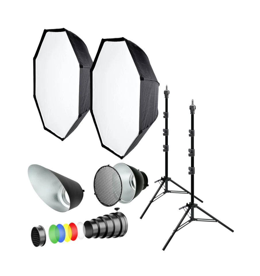 Bresser Professional Studio Flashlight Kit with Accessories – Complete Lighting Package No. 1