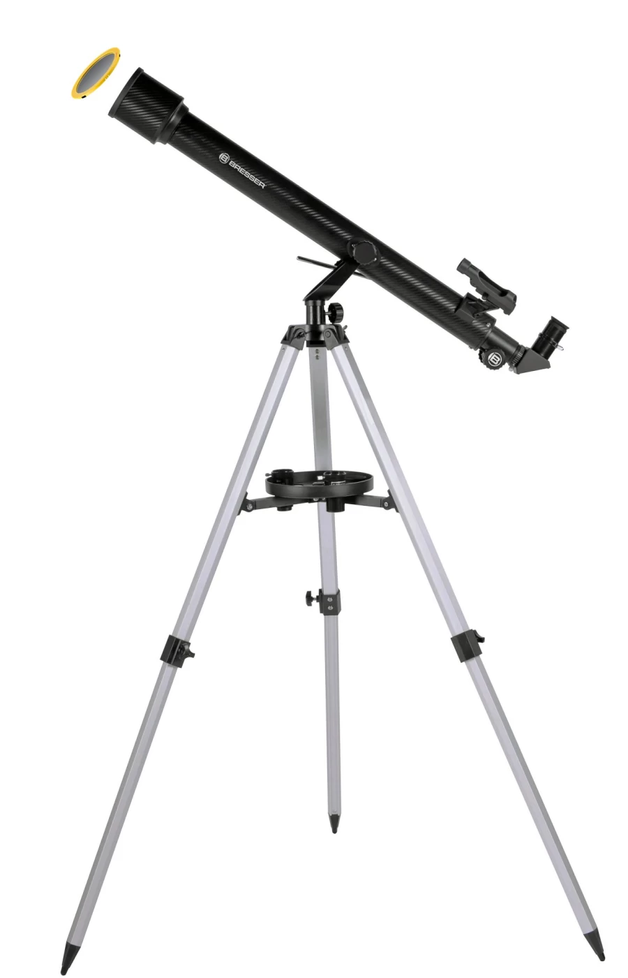 Bresser Stellar 60/800 AZ Refractor Telescope with Smartphone Adapter, Solar Filter, and Portable Tripod for Astronomy Beginners