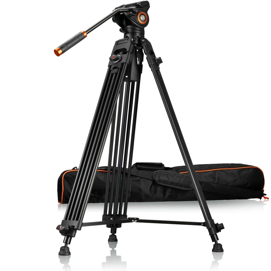 Bresser VT-01 Professional Camera Tripod - Lightweight Aluminum Travel Tripod with Adjustable Height for DSLR Cameras