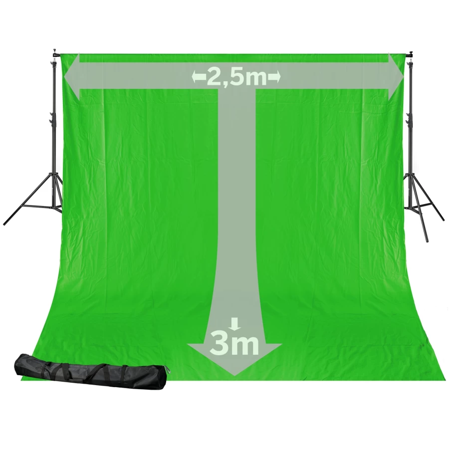 Bresser Br-D24 2.5x3M Chroma Key Green Screen Backdrop with Background Support System