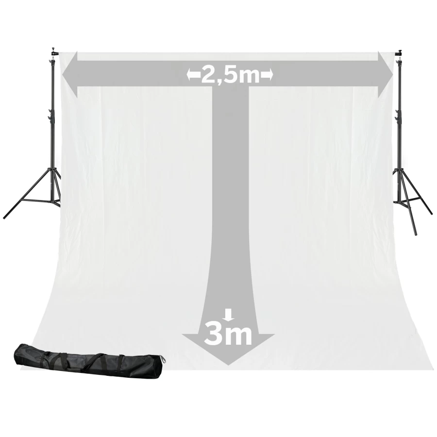 Bresser Br-D24 2.5x3M White Photography Background System with Cloth for Studio Setup