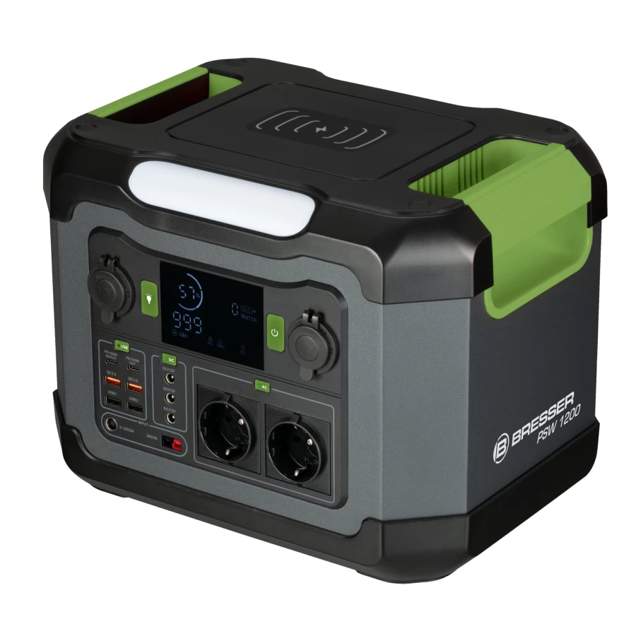 Bresser 1200W Portable Power Station with 120W Solar Panel Charger – Compact & Reliable Off-Grid Power Solution