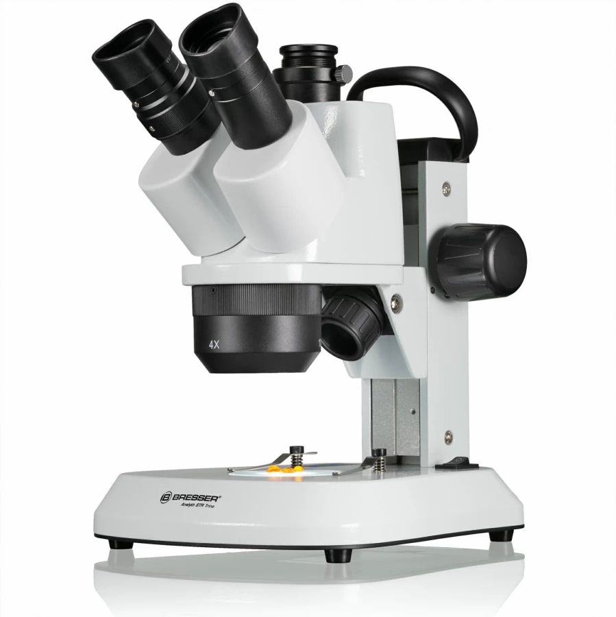 Bresser Analyth Str Trino 10X-40X Trinocular Stereo Microscope with Incident & Transmitted Light for Precision Lab Analysis