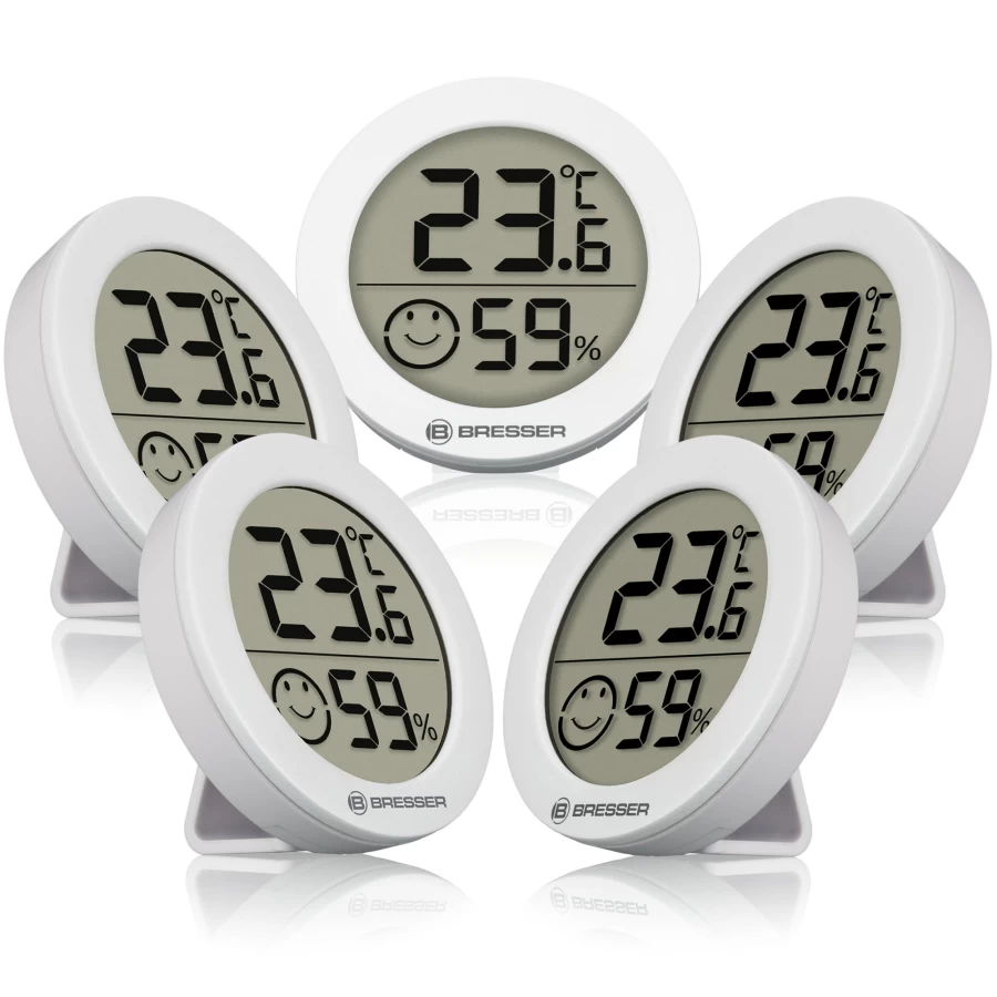 Bresser Smile Thermo-Hygrometer 5-Pack – Accurate Temperature & Humidity Monitor Set