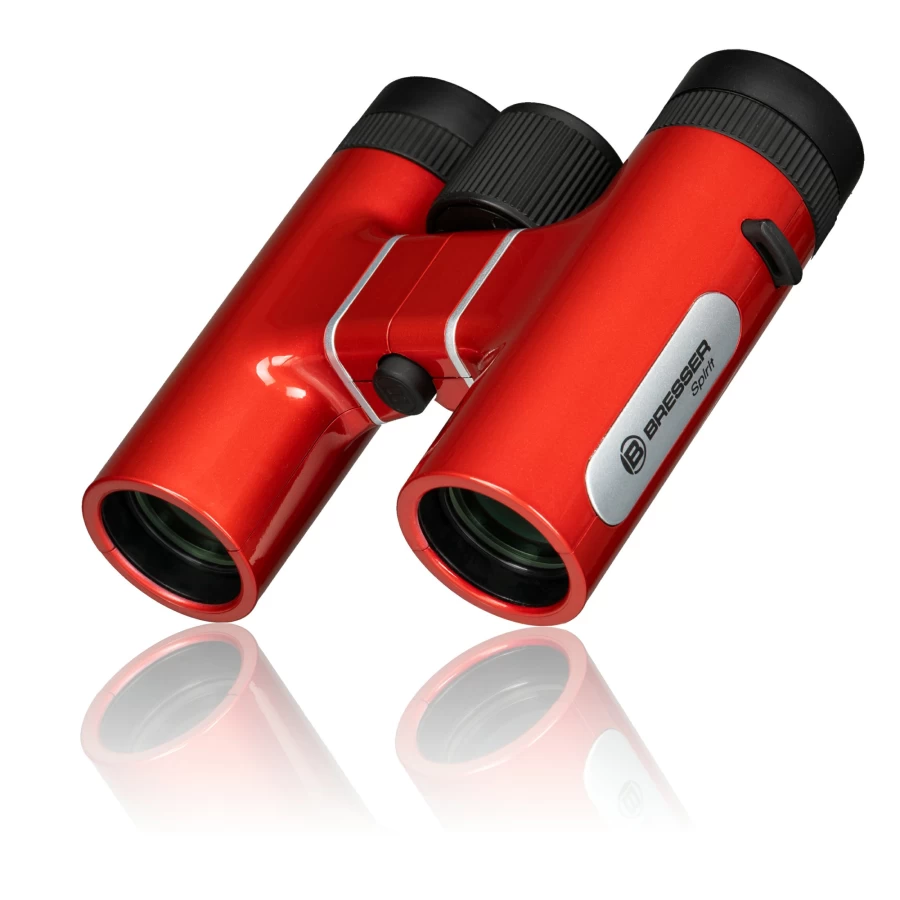 Bresser Spirit Compact 6x24 Binoculars - Lightweight Red Outdoor Binoculars for Bird Watching & Travel
